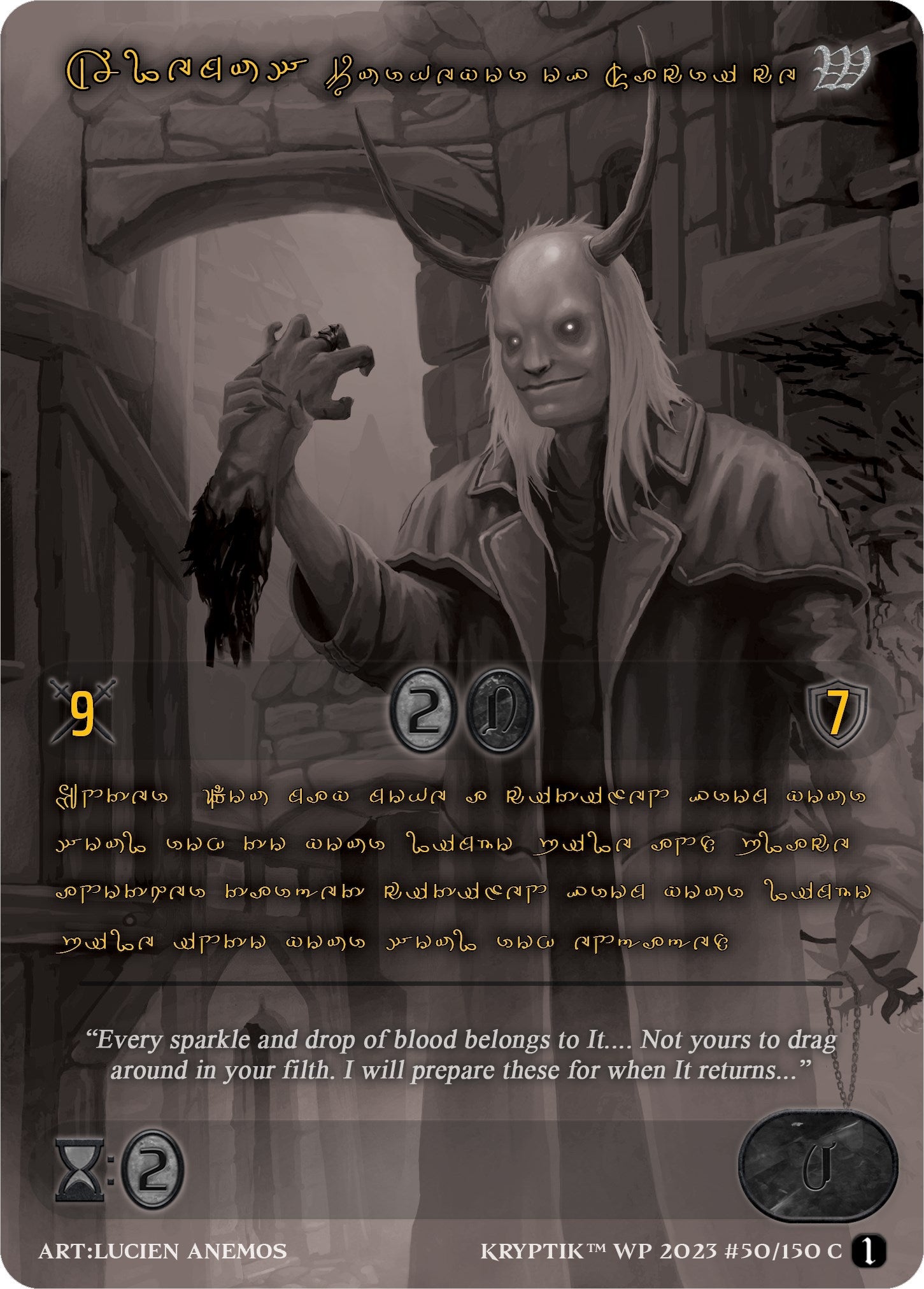 Alemus Purveyor of Sacrifice (Gold Kryptik Language) (50) [KPTGC] - Kryptik TCG Single