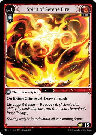 Spirit of Serene Fire (1) (FTC) - Grand Archive TCG Single