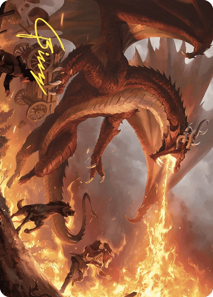 Realm-Scorcher Hellkite Art Card (Gold-Stamped Signature) (19) [ASWOE] - MTG Single