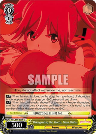 Disregarding the Words Nana Daiba (98009) [RSL] - Weiss Schwarz Single