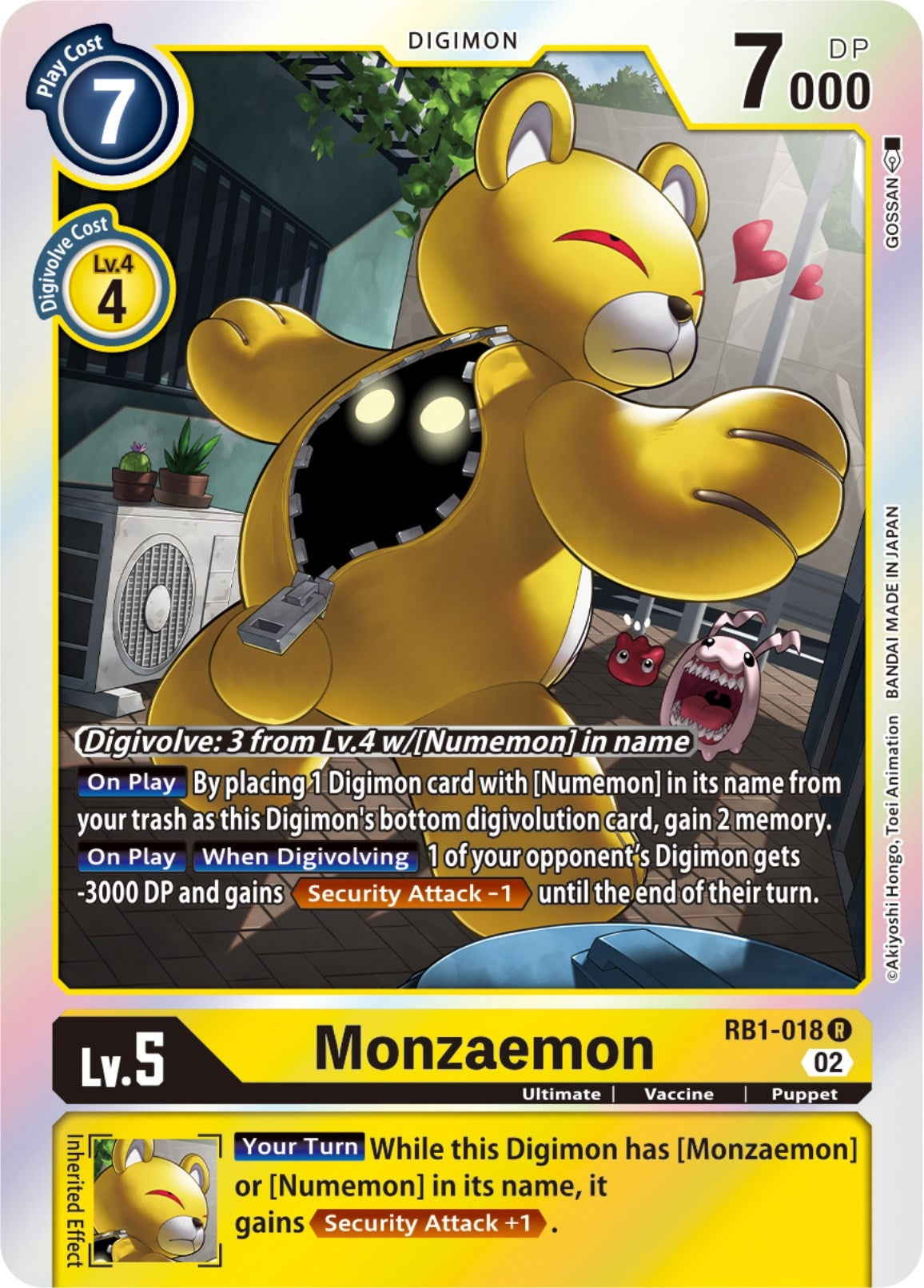 Monzaemon (1018) [RB-01] - Digimon Card Game Single
