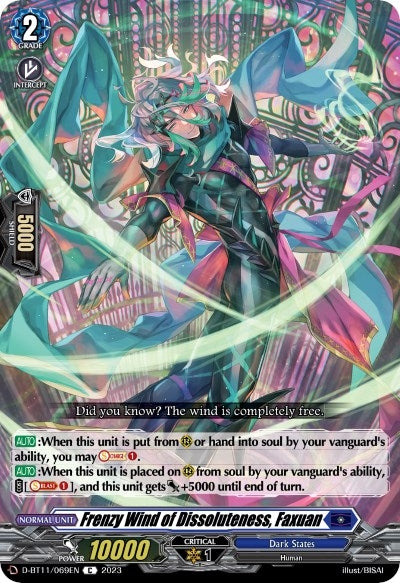 Frenzy Wind of Dissoluteness Faxuan (11069) [D-BT11] - Cardfight Vanguard Single