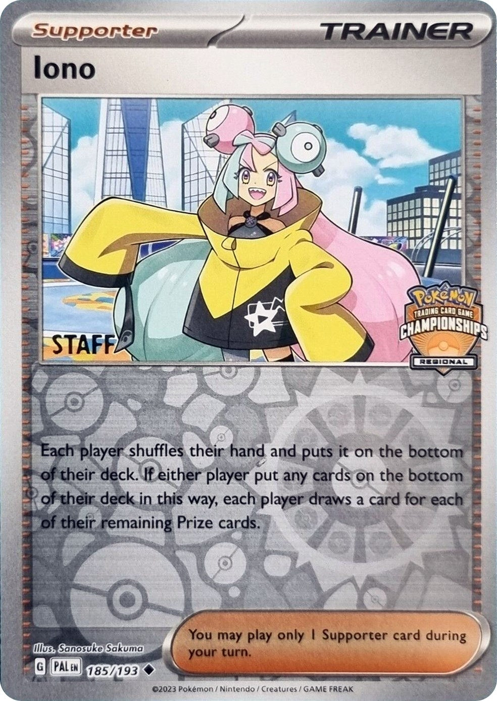 Image for Iono - 185/193 (Regional Championships) [Staff] (185/193) (League & Championship Cards) - Pokemon
