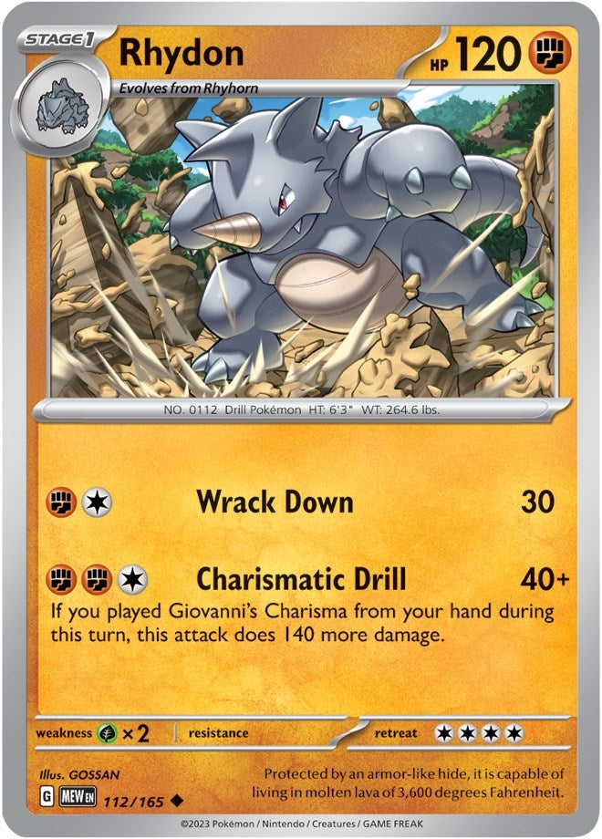 Image for Rhydon (112/165) (SV: Scarlet & Violet 151) - Pokemon
