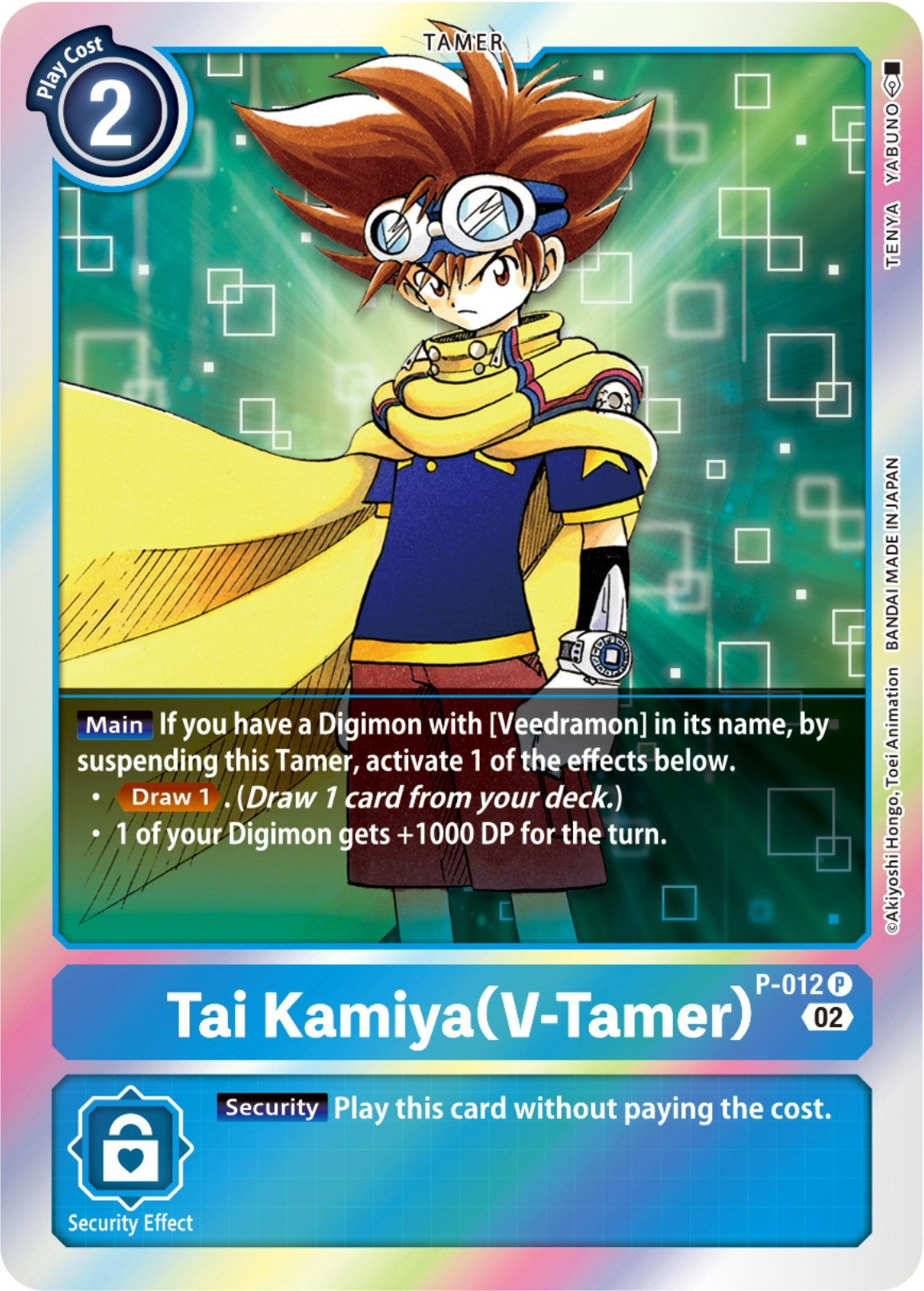 Tai Kamiya (V-Tamer) - P-012 (Resurgence Booster Reprint) (12) [RB-01] - Digimon Card Game Single