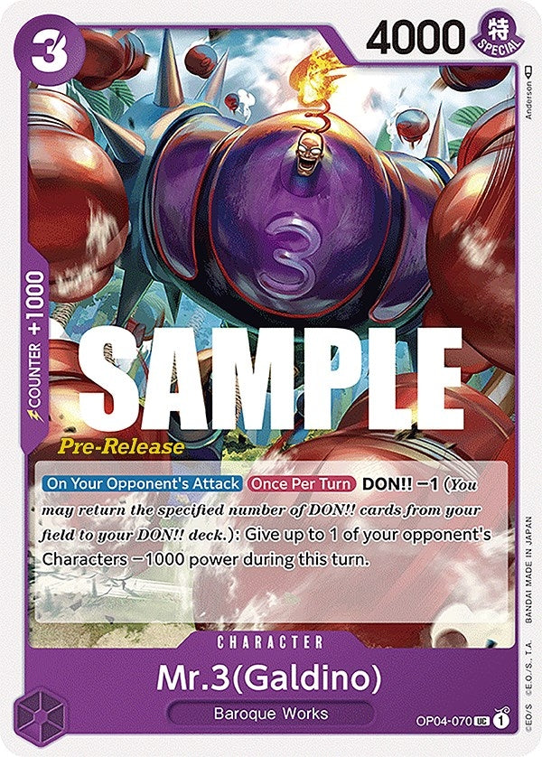 Mr.3 (Galdino) (4070) (OP04 PRE) - One Piece Card Game Single