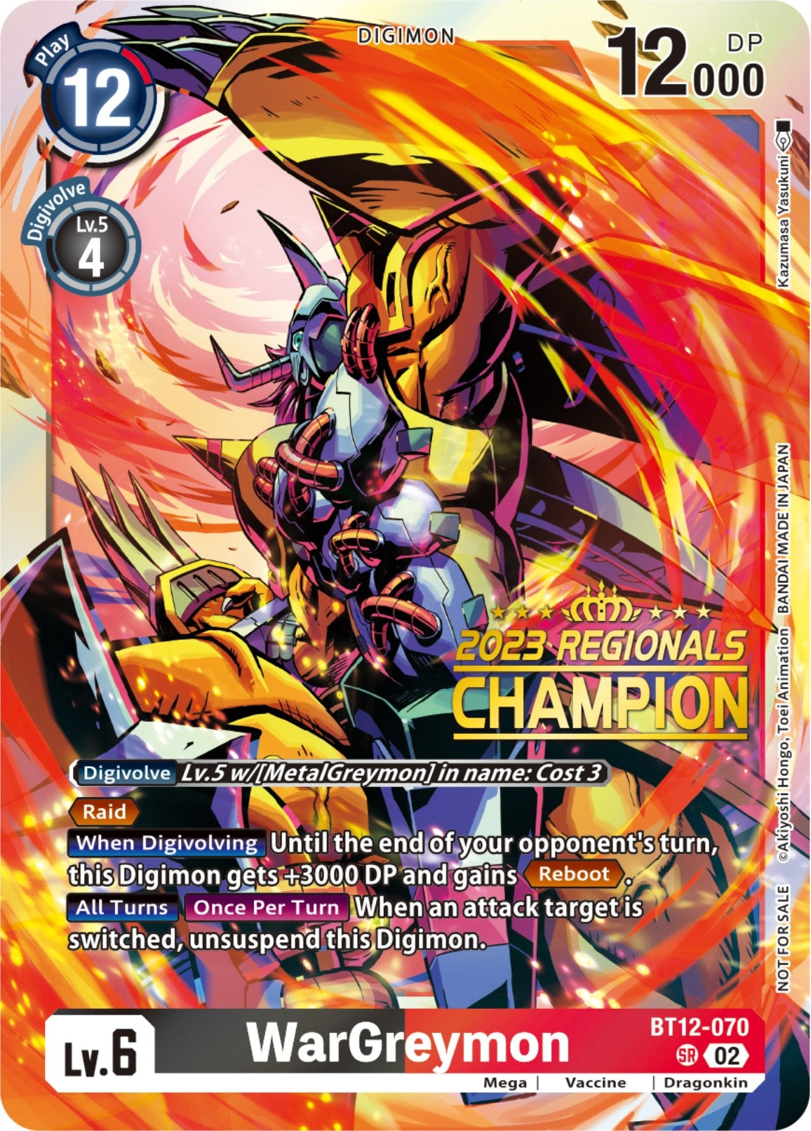 WarGreymon (2023 Regionals Champion) (12070) [BT12] - Digimon Card Game Single