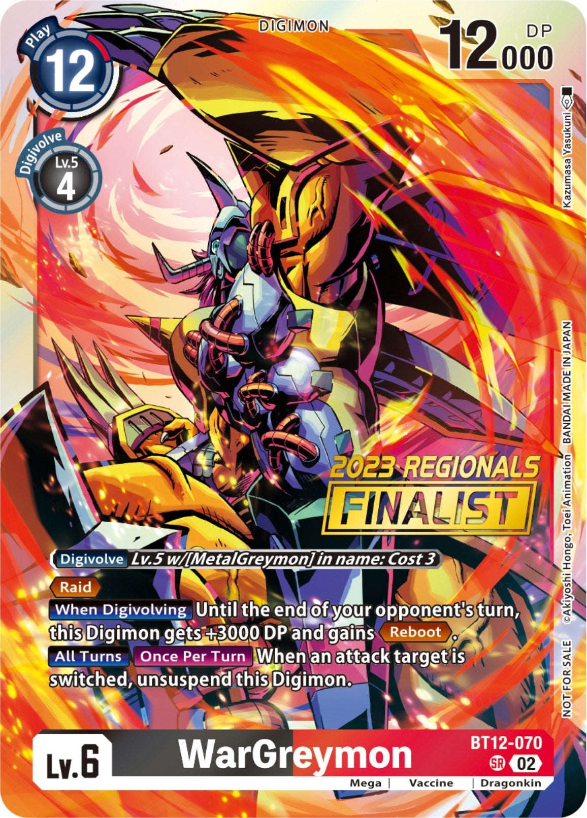WarGreymon (2023 Regionals Finalist) (12070) [BT12] - Digimon Card Game Single