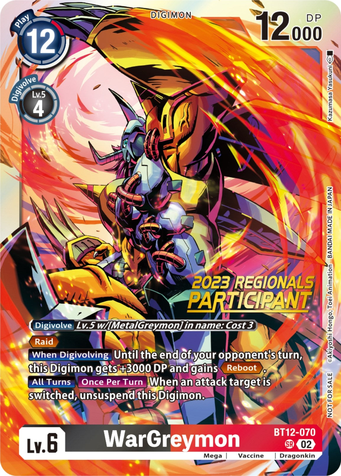 WarGreymon (2023 Regionals Participant) (12070) [BT12] - Digimon Card Game Single