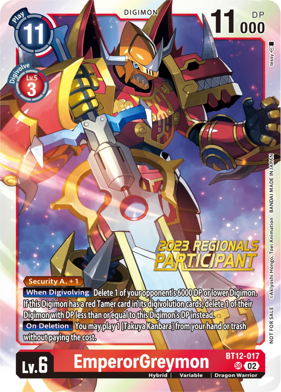EmperorGreymon (2023 Regionals Participant) (12017) [BT12] - Digimon Card Game Single