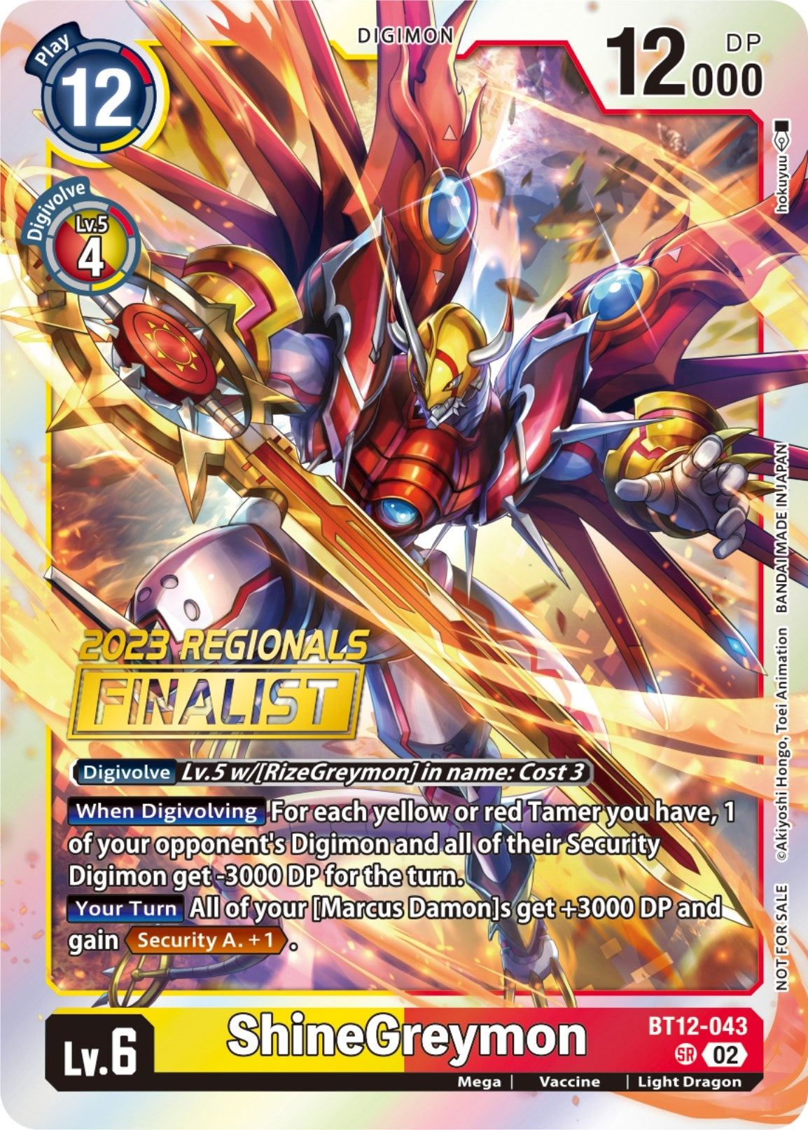 ShineGreymon (2023 Regionals Finalist) (12043) [BT12] - Digimon Card Game Single