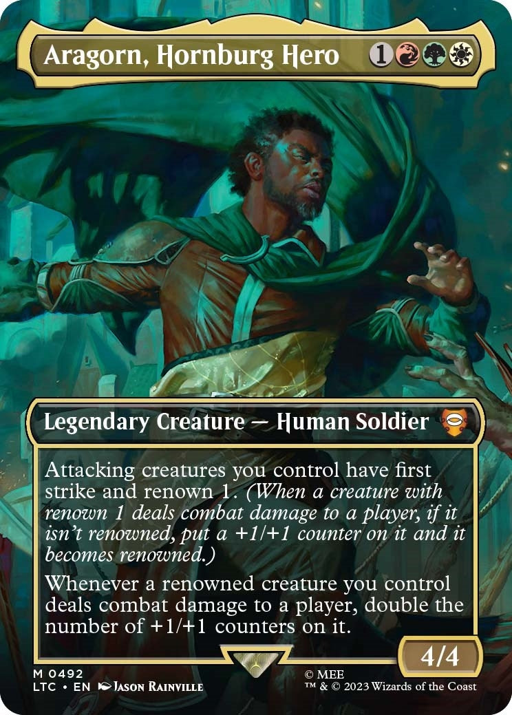 Aragorn Hornburg Hero (Borderless) (492) [LTC] - MTG Single