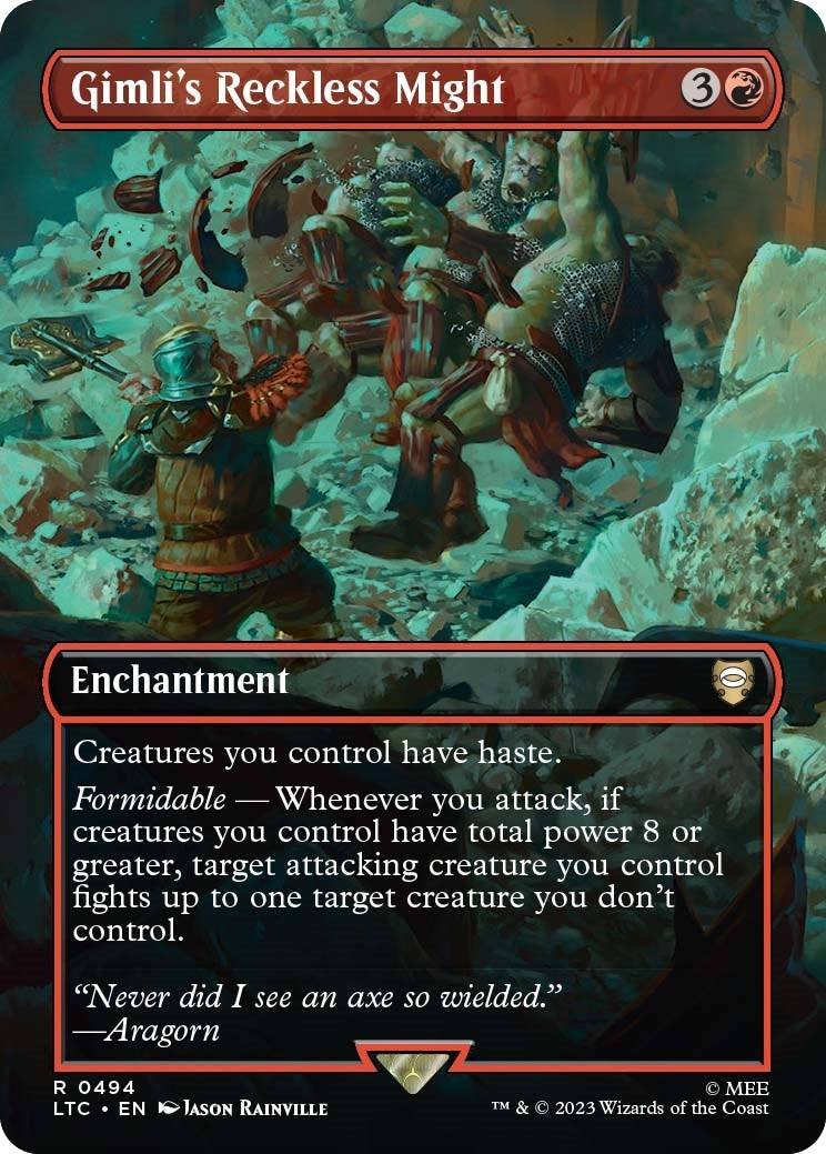 Gimli’s Reckless Might (Borderless) (494) [LTC] - MTG Single
