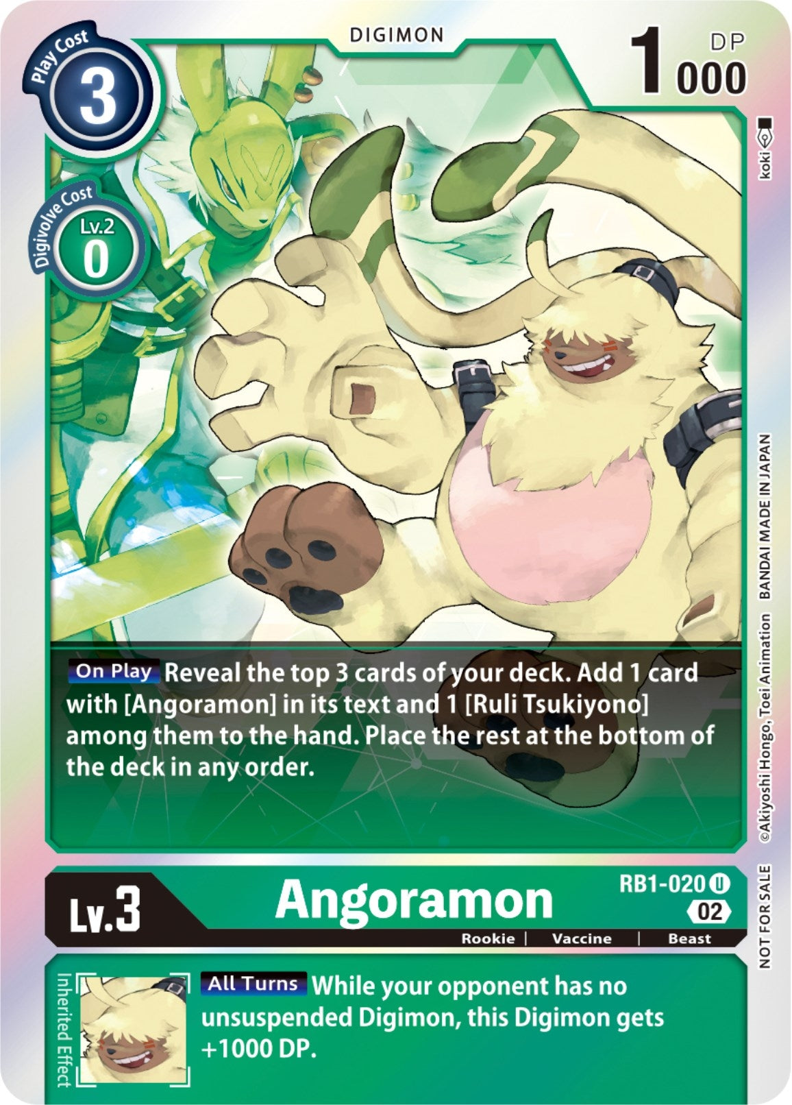 Angoramon (Resurgence Booster Box Promotion Pack) (1020) [RB-01] - Digimon Card Game Single