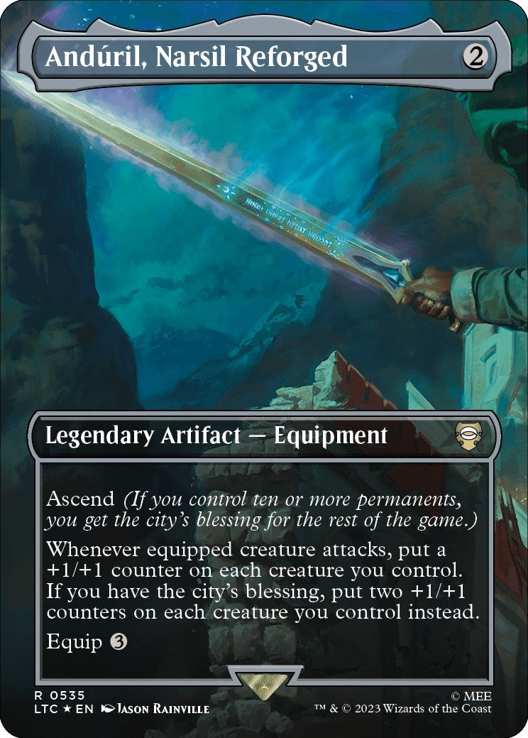 Anduril Narsil Reforged (Borderless) (Surge Foil) (535) [LTC] - MTG Single