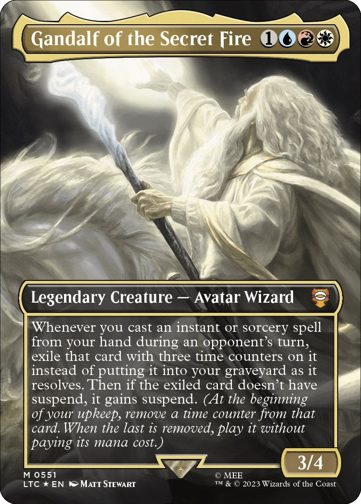 Gandalf of the Secret Fire (Borderless) (Surge Foil) (551) [LTC] - MTG Single