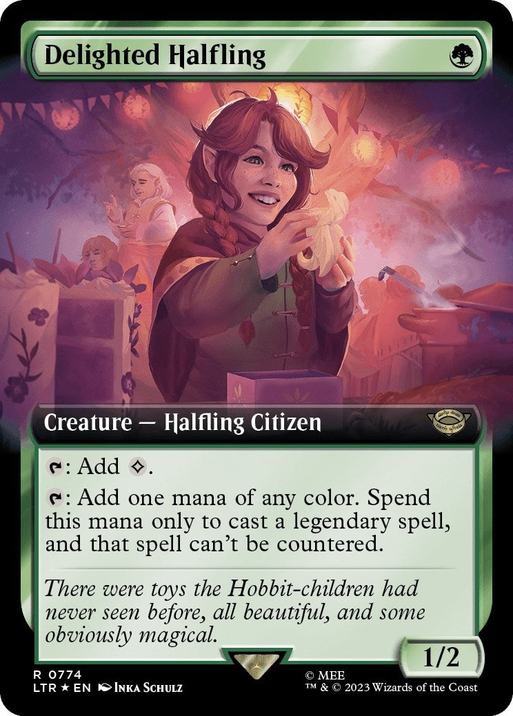 Delighted Halfling (Extended Art) (Surge Foil) (774) [LTR] - MTG Single