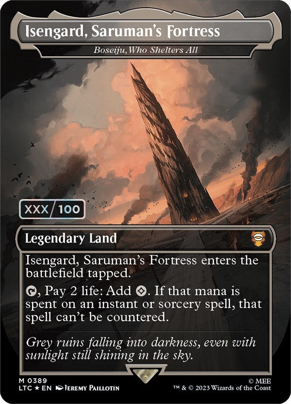 Isengard Saruman’s Fortress - Boseiju Who Shelters All (Serial Numbered) (389) [LTC] - MTG Single