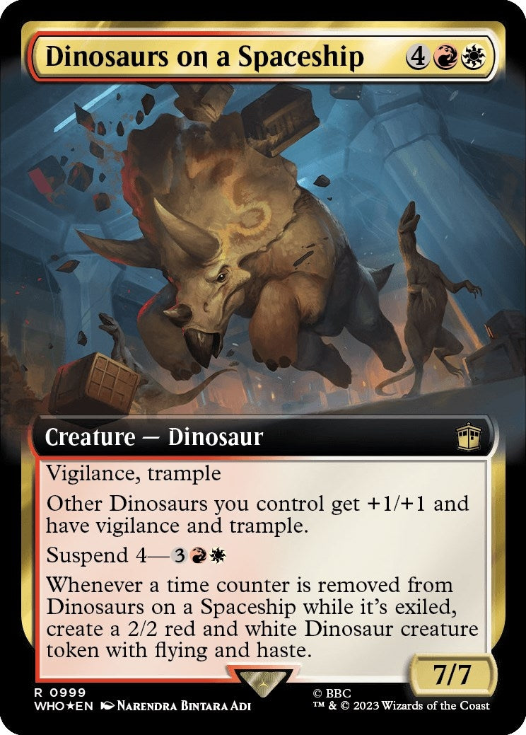 Dinosaurs on a Spaceship (Extended Art) (Surge Foil) (999) [WHO] - MTG Single