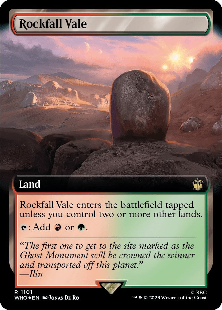 Rockfall Vale (Extended Art) (Surge Foil) (1101) [WHO] - MTG Single