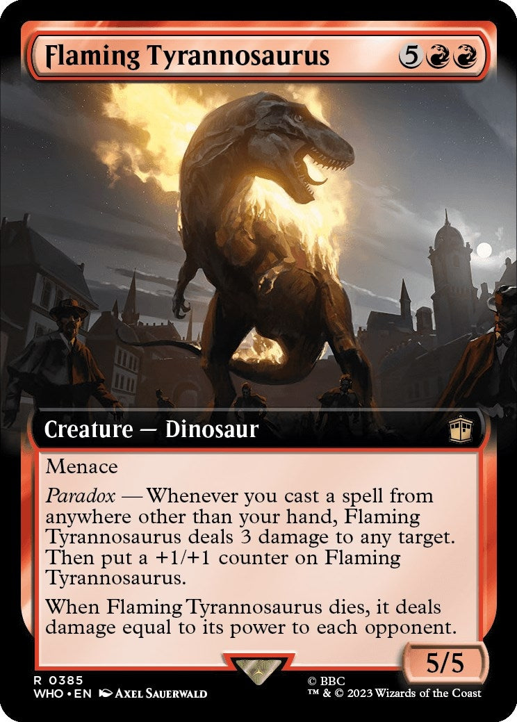 Flaming Tyrannosaurus (Extended Art) (385) [WHO] - MTG Single