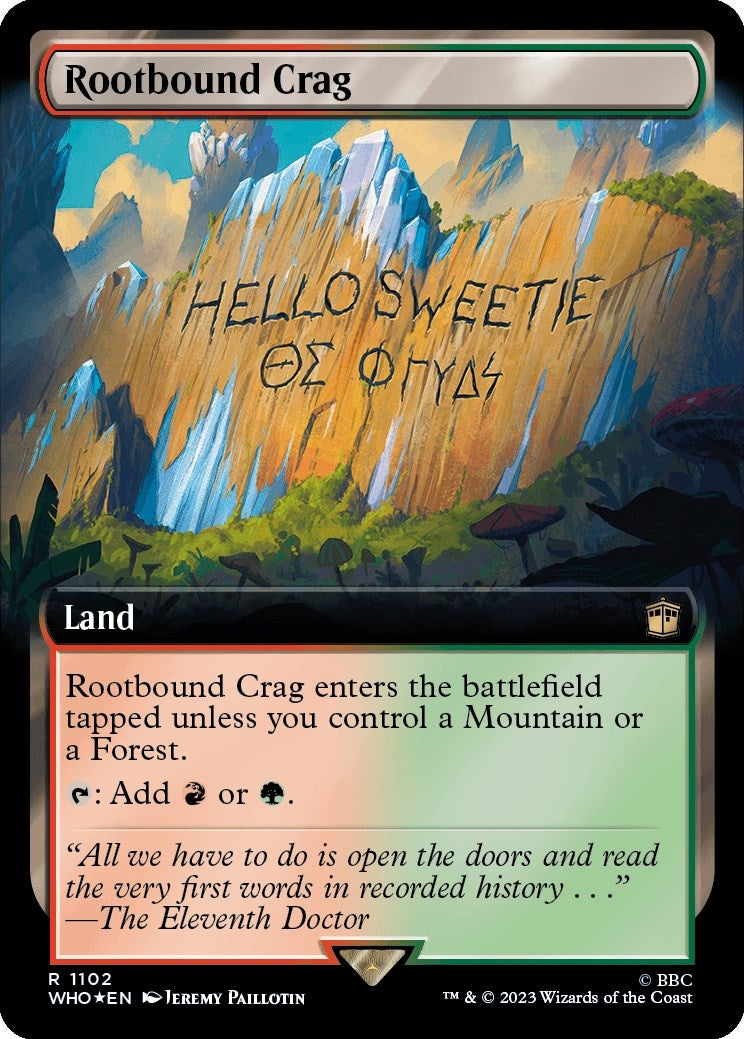 Rootbound Crag (Extended Art) (Surge Foil) (1102) [WHO] - MTG Single