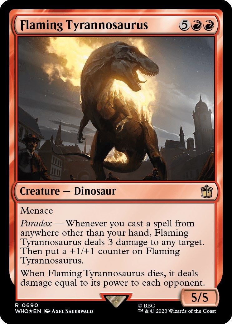 Flaming Tyrannosaurus (Surge Foil) (690) [WHO] - MTG Single