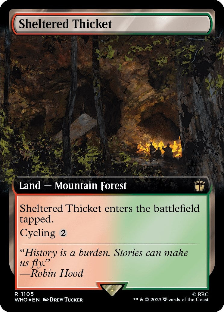 Sheltered Thicket (Extended Art) (Surge Foil) (1105) [WHO] - MTG Single