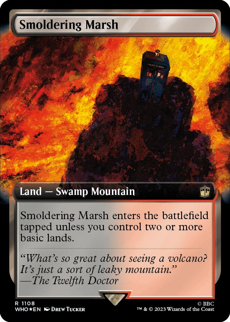 Smoldering Marsh (Extended Art) (Surge Foil) (1108) [WHO] - MTG Single