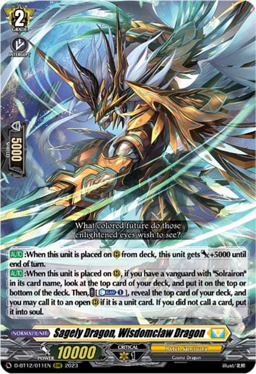 Sagely Dragon Wisdomclaw Dragon (12011) [D-BT12] - Cardfight Vanguard Single