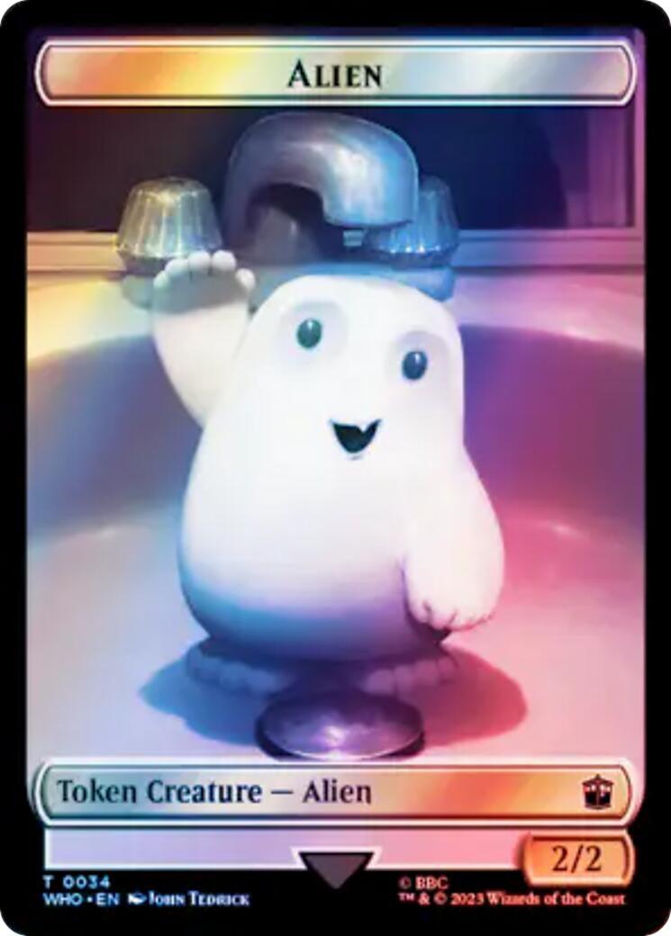 Alien // Dinosaur Double-Sided Token (Surge Foil) (0) [WHO] - MTG Single