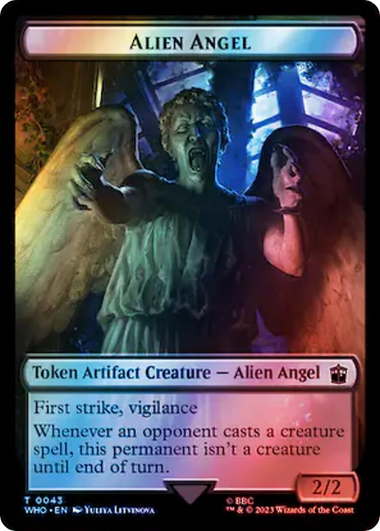 Alien Angel // Clue (0053) Double-Sided Token (Surge Foil) (0) [WHO] - MTG Single