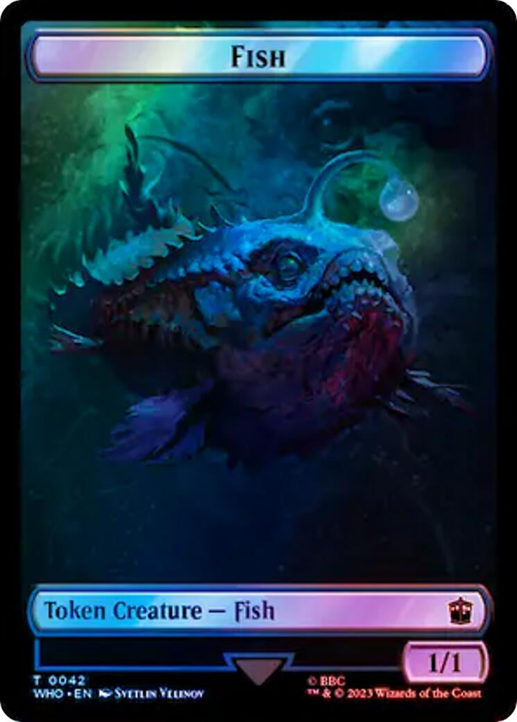 Fish // Cyberman Double-Sided Token (Surge Foil) (0) [WHO] - MTG Single