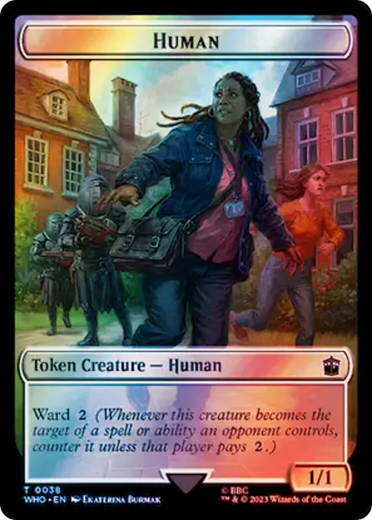Human (0038) // Food (0059) Double-Sided Token (Surge Foil) (0) [WHO] - MTG Single