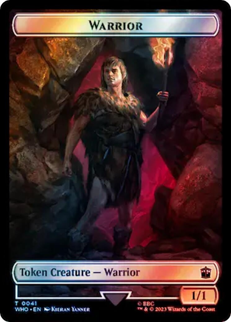 Warrior // Dinosaur Double-Sided Token (Surge Foil) (0) [WHO] - MTG Single