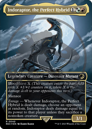 Indoraptor the Perfect Hybrid (Borderless) (Emblem) (40) [REX] - MTG Single