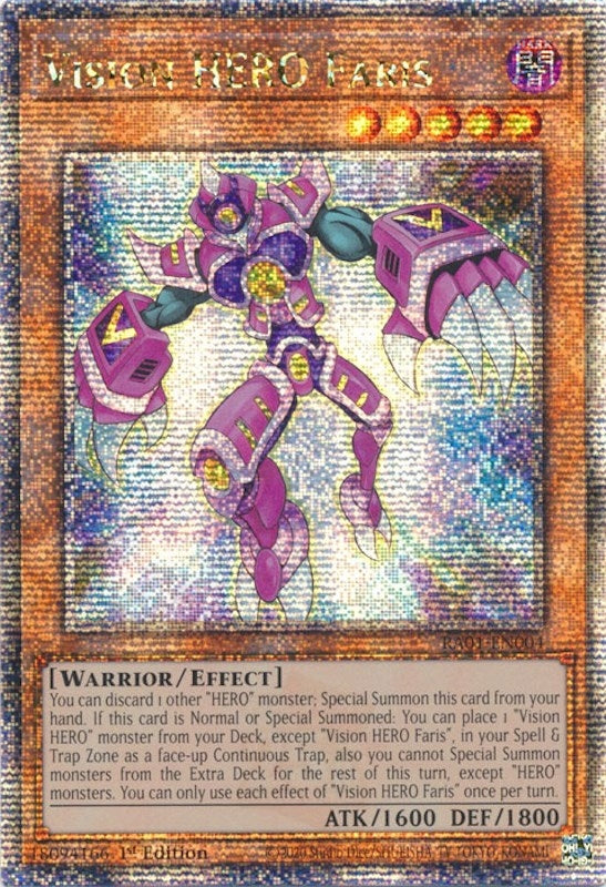 Vision HERO Faris (Quarter Century Secret Rare) (1004) (RA01) - YuGiOh Single