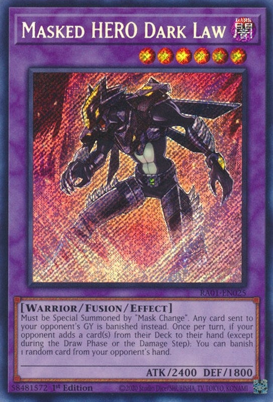 Masked HERO Dark Law (Secret Rare) (1025) (RA01) - YuGiOh Single