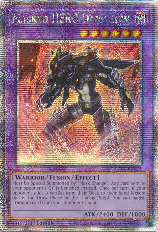 Masked HERO Dark Law (Quarter Century Secret Rare) (1025) (RA01) - YuGiOh Single