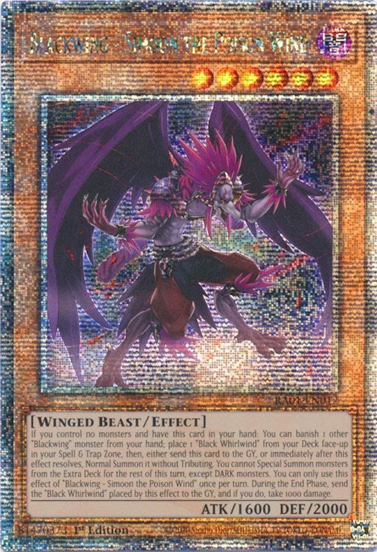 Blackwing - Simoon the Poison Wind (Quarter Century Secret Rare) (1012) (RA01) - YuGiOh Single
