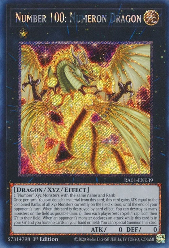 Number 100: Numeron Dragon (Platinum Secret Rare) (1039) (RA01) - YuGiOh Single