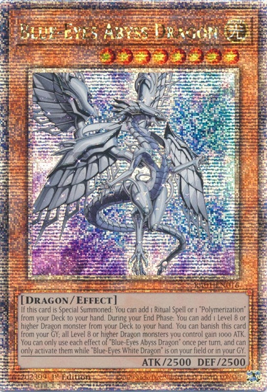 Blue-Eyes Abyss Dragon (Quarter Century Secret Rare) (1016) (RA01) - YuGiOh Single