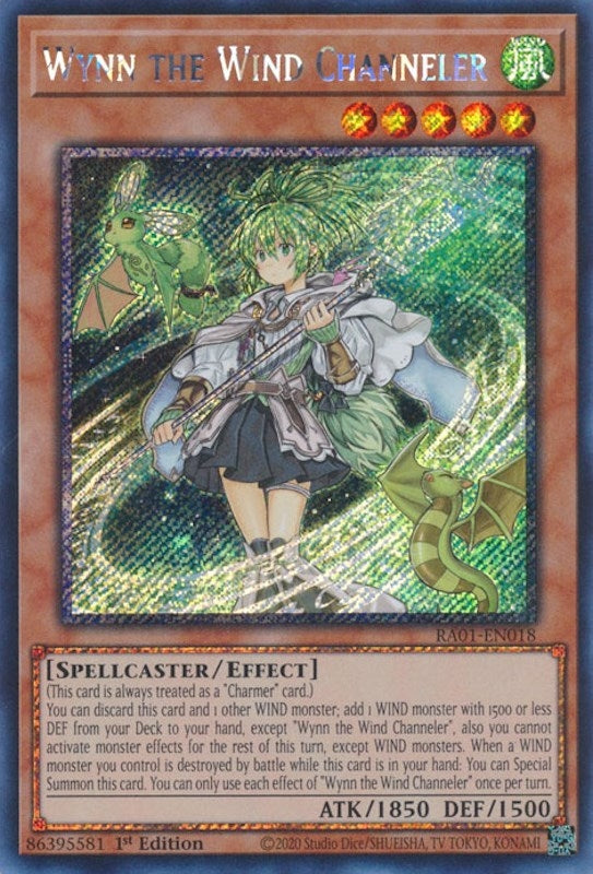 Wynn the Wind Channeler (Platinum Secret Rare) (1018) (RA01) - YuGiOh Single