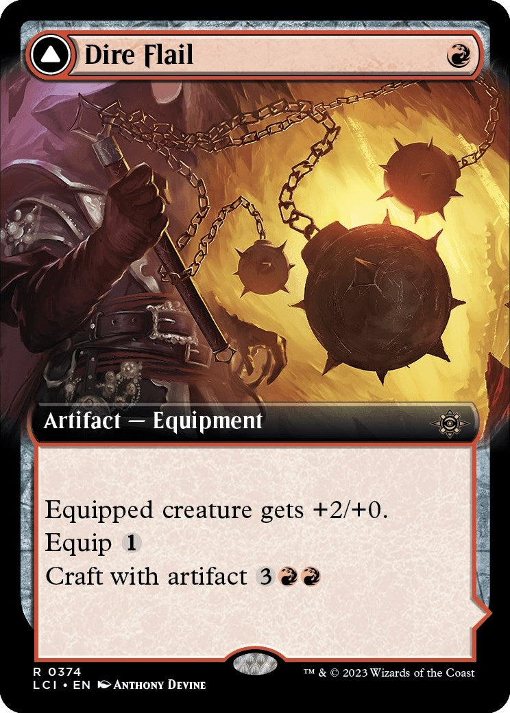 Dire Flail (Extended Art) (374) [LCI] - MTG Single