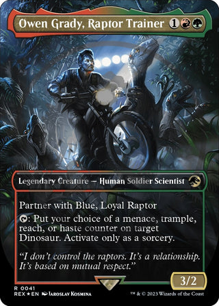 Owen Grady Raptor Trainer (Borderless) (Emblem) (41) [REX] - MTG Single