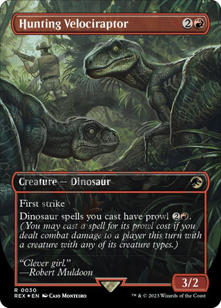 Hunting Velociraptor (Borderless) (Emblem) (30) [REX] - MTG Single