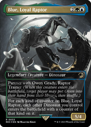 Blue Loyal Raptor (Borderless) (Emblem) (33) [REX] - MTG Single