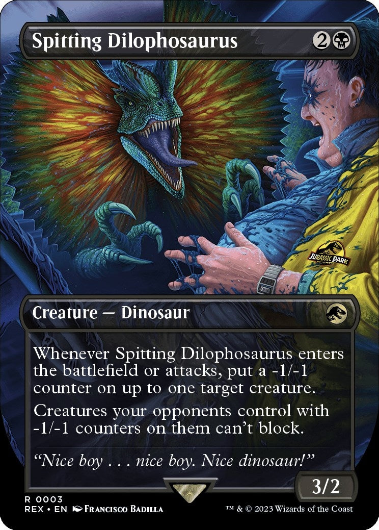 Spitting Dilophosaurus (Borderless) (3) [REX] - MTG Single