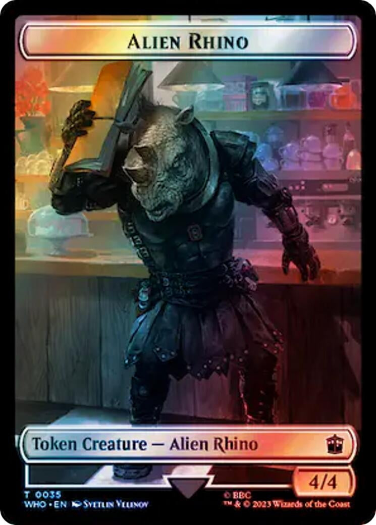 Alien Rhino // Alien Salamander Double-Sided Token (Surge Foil) (0) [WHO] - MTG Single