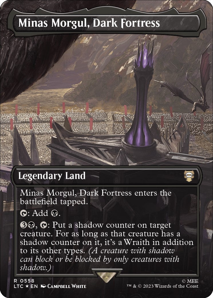 Minas Morgul Dark Fortress (Borderless) (Surge Foil) (558) [LTC] - MTG Single